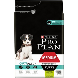 Корм Purina Pro Plan для щенков средних пород с чувствительным пищеварением с ягненком