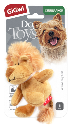 Игрушка для собак Лев с пищалкой 10см, серия PLUSH FRIENDZ, GiGwi