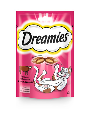 Лакомство для кошек Dreamies лакомые подушечки с говядиной 60 г