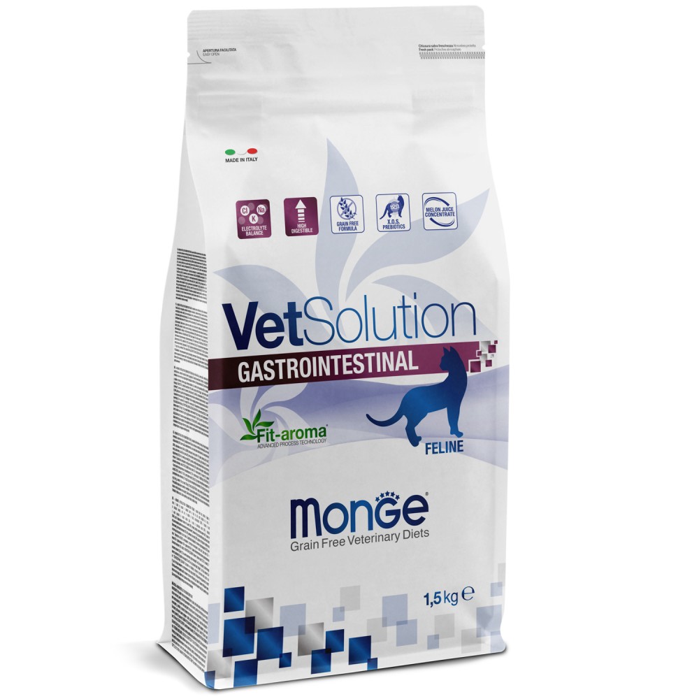 Ветеринарная диета Monge VetSolution Cat Gastrointestinal гастро интестинал для кошек при заболеваниях ЖКТ 1,5 кг