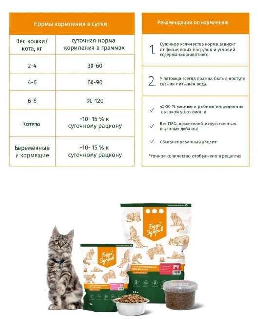 Корм Будь Здоров (Живая сила) для стерилизованных кошек, с индейкой, 1 кг