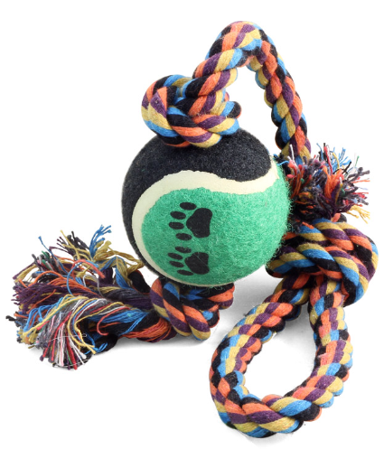 Игрушка для собак Triol &quot;Верёвка с петлей, 2 узла и мяч&quot;, d65/430мм