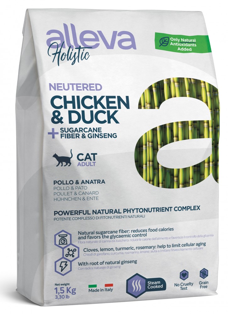 Корм Alleva Holistic Cat Neutered Chicken &amp; Duck для стерилизованных кошек, курица, утка 1,5 кг