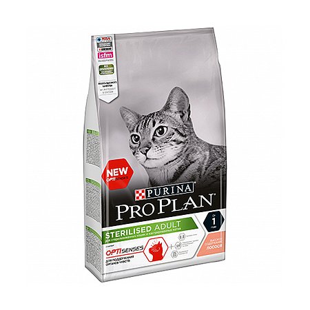 Корм для кошек Purina Pro Plan при стерилизации и кастрации для поддержания органов чувств с лососем