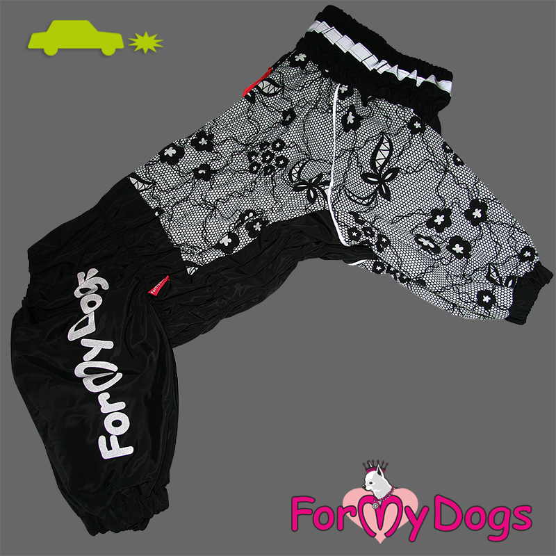 ForMyDogs Комбинезон ДОЖДЕВИК Кружево черный для девочек C1 55*75см