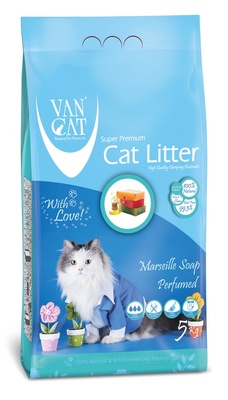 Наполнитель для кошек Van Cat комкующийся с ароматом марсельского мыла 5 кг