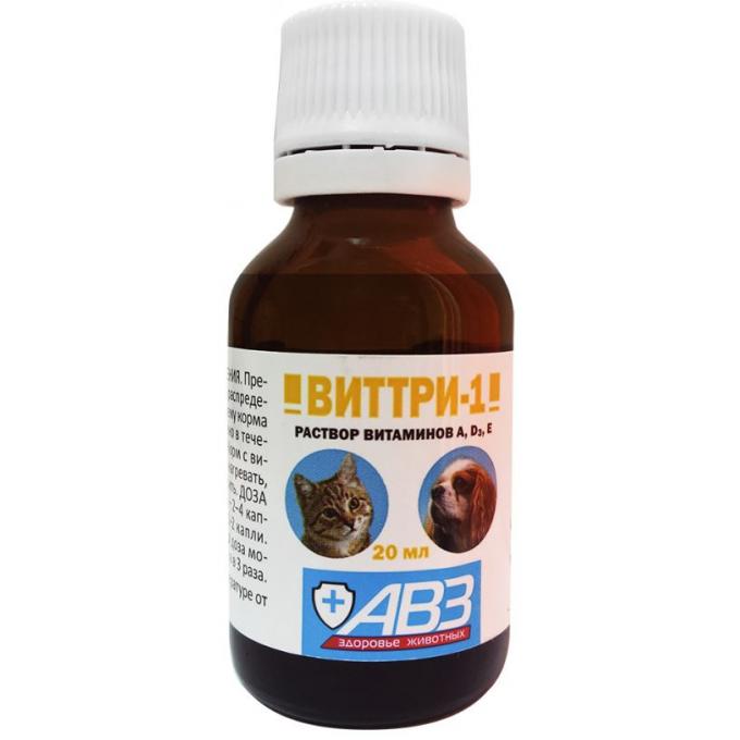 Агроветзащита виттри-1 раствор витаминов А, D3, Е для орального применения, 20 мл