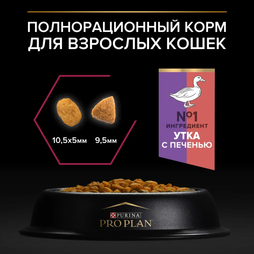 Корм для кошек Purina Pro Plan Sterilised при стерилизации и кастрации с уткой и печенью