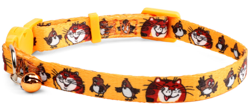 Triol СОЮЗМУЛЬТФИЛЬМ Ошейник нейлоновый с колокольчиком &quot;Кот и воробьи&quot; XS, оранжевый, 10*180-270мм