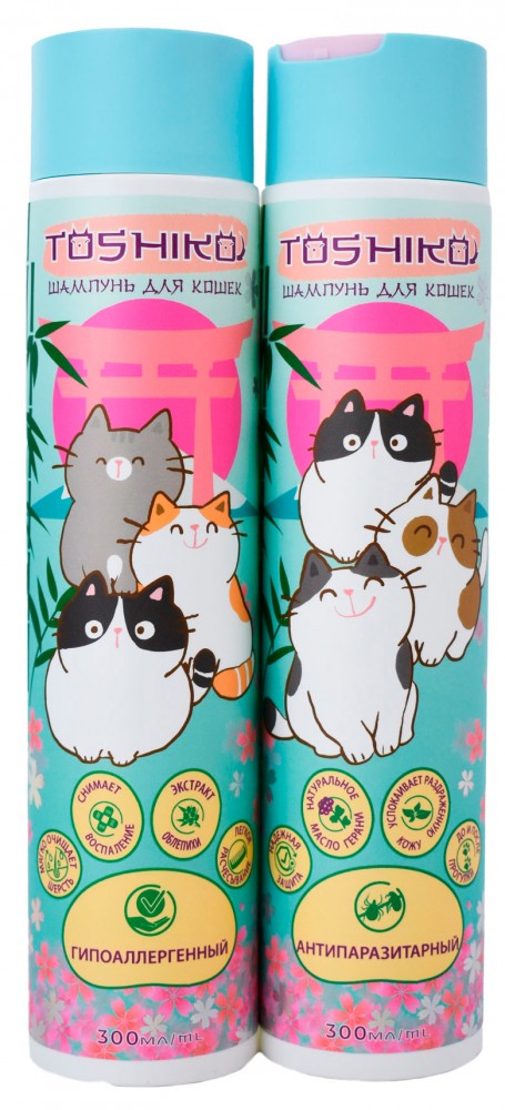 Toshiko шампунь для кошек, гипоаллергенный, 300 мл