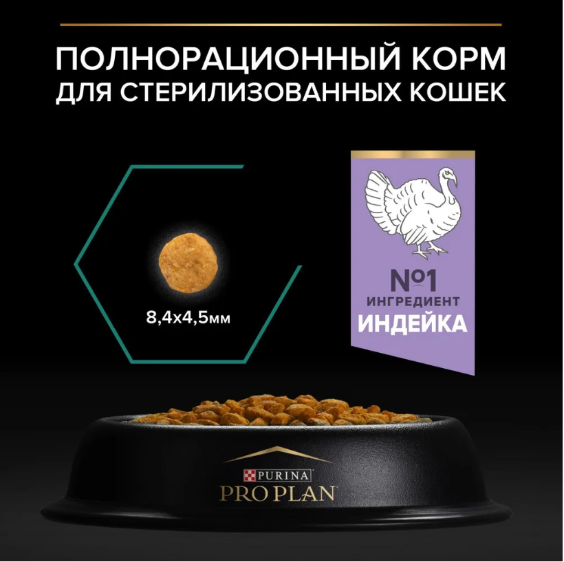 Корм для кошек Purina Pro Plan Sterilised Chicken&amp;Turkey при стерилизации и кастрации с индейкой