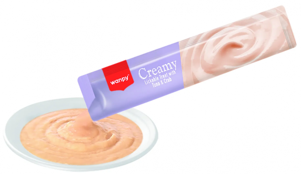 Wanpy Cat Лакомство для кошек &quot;нежное пюре&quot; из тунца и краба 25 шт х14 г