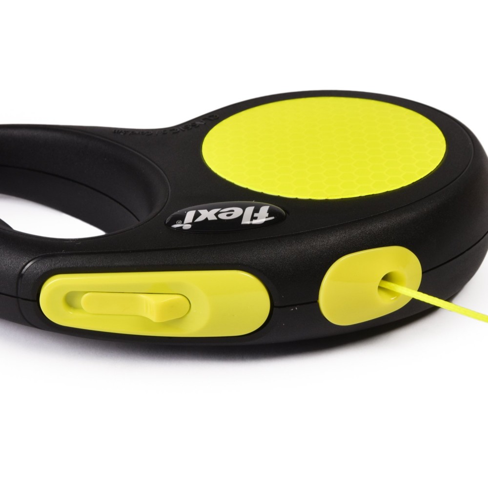 Рулетка Flexi Neon New Classic S (до 12 кг) трос 5 м, светоотражающая, желтый неон