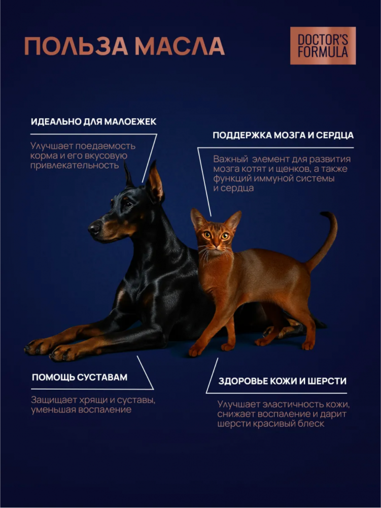 DOCTOR'S FORMULA. Масло дикого лосося для кошек и собак - 250 мл