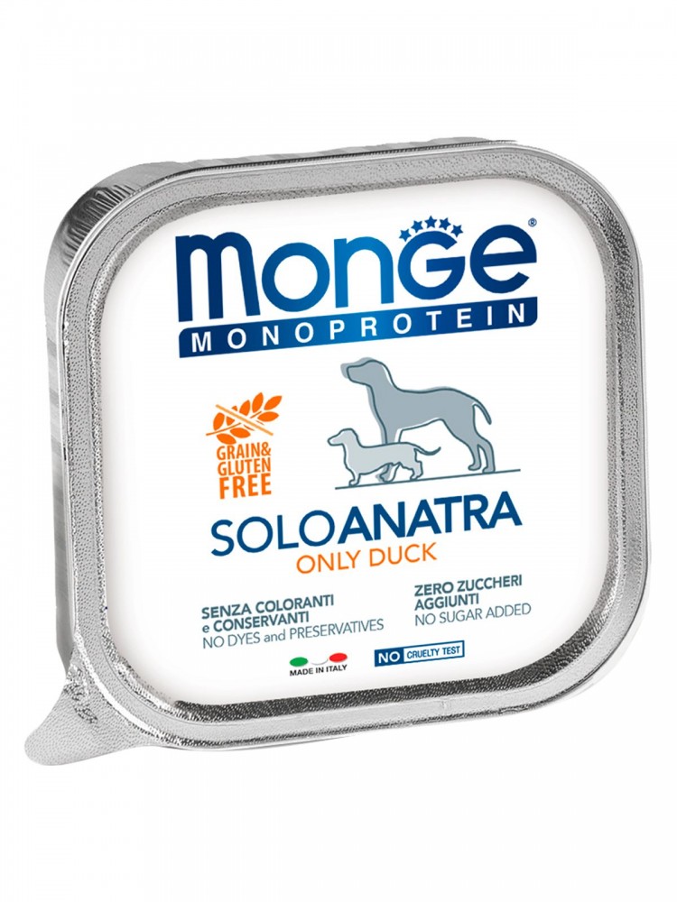 Влажный корм Monge Dog Monoproteico Solo консервы для собак паштет из утки 150 г